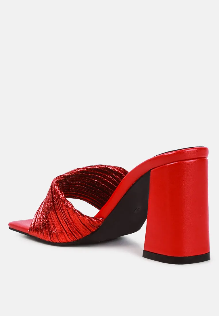 Salty you crinkled triangular block heel sandals